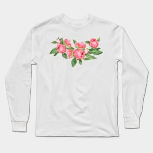 Watercolor Peonies Long Sleeve T-Shirt